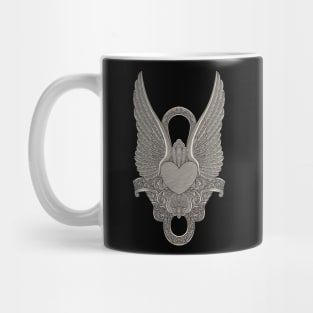 Heart with wings and gothic ornamental, vintage engraving drawing style illustration Mug